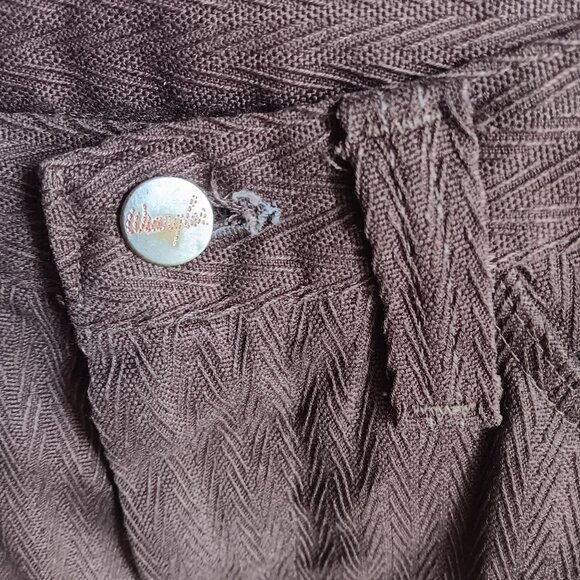 27x31 Vintage Wrangler Herringbone Bootcut Jeans 1970's Twill Hippie Flare Brown - Picture 5 of 6